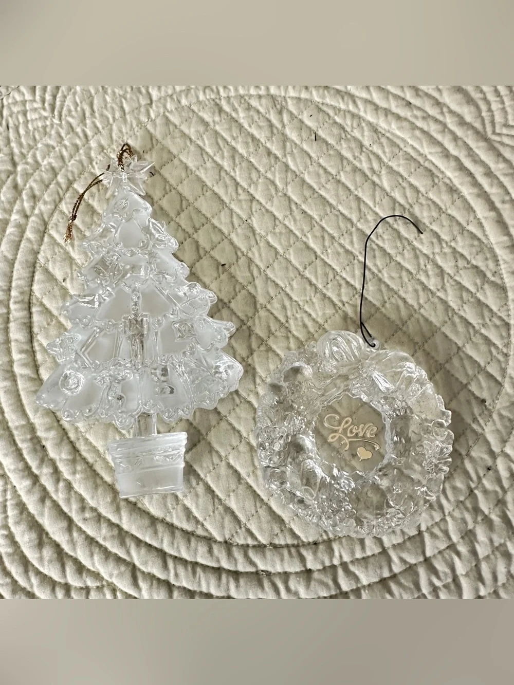 Lot of 2 acrylic Christmas tree ornaments